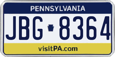 PA license plate JBG8364