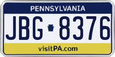 PA license plate JBG8376