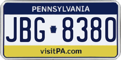 PA license plate JBG8380