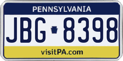 PA license plate JBG8398