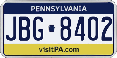 PA license plate JBG8402