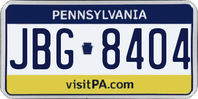 PA license plate JBG8404