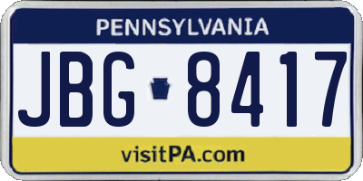 PA license plate JBG8417