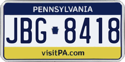 PA license plate JBG8418