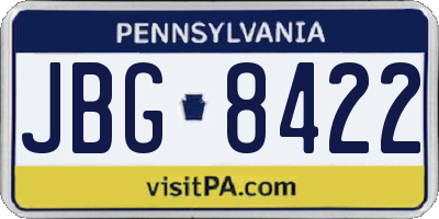 PA license plate JBG8422