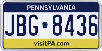 PA license plate JBG8436