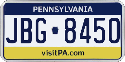 PA license plate JBG8450