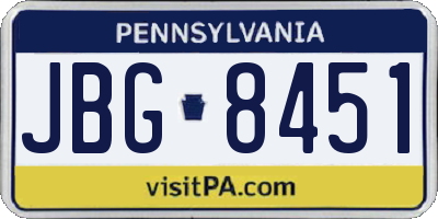 PA license plate JBG8451