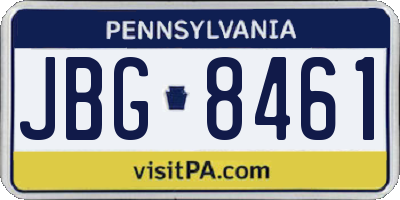 PA license plate JBG8461
