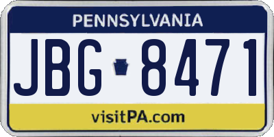 PA license plate JBG8471