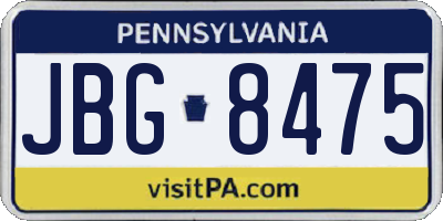 PA license plate JBG8475