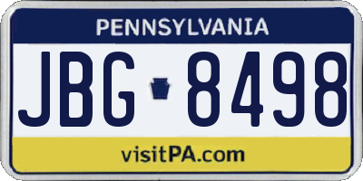 PA license plate JBG8498