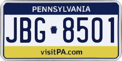 PA license plate JBG8501