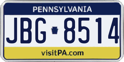 PA license plate JBG8514