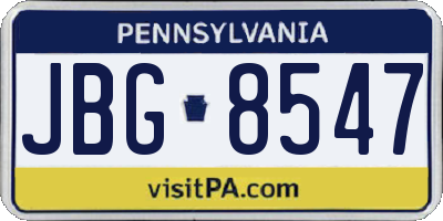 PA license plate JBG8547