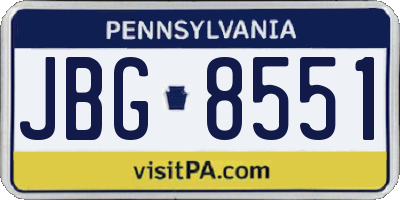 PA license plate JBG8551