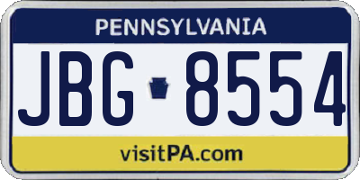 PA license plate JBG8554