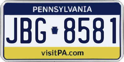 PA license plate JBG8581