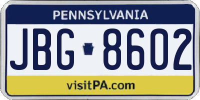 PA license plate JBG8602