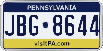 PA license plate JBG8644