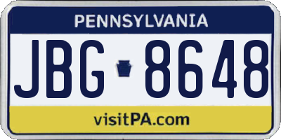 PA license plate JBG8648