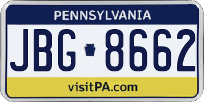 PA license plate JBG8662