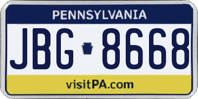 PA license plate JBG8668