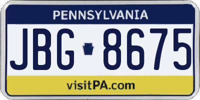 PA license plate JBG8675