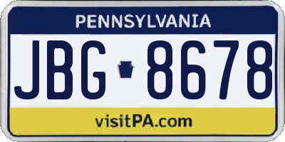 PA license plate JBG8678