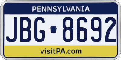 PA license plate JBG8692