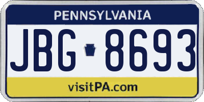 PA license plate JBG8693