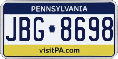 PA license plate JBG8698