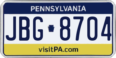 PA license plate JBG8704