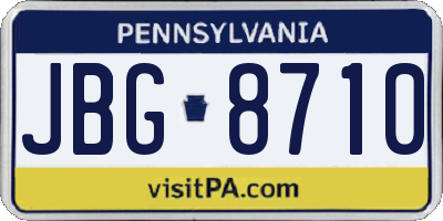 PA license plate JBG8710
