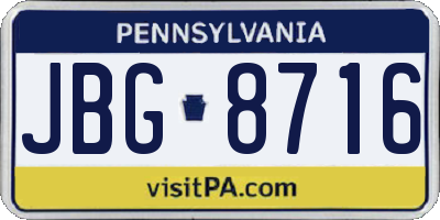 PA license plate JBG8716
