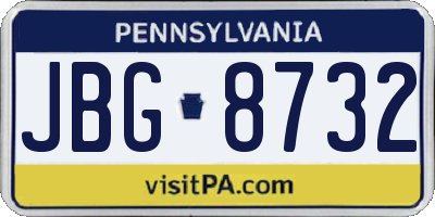 PA license plate JBG8732