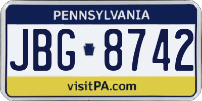 PA license plate JBG8742