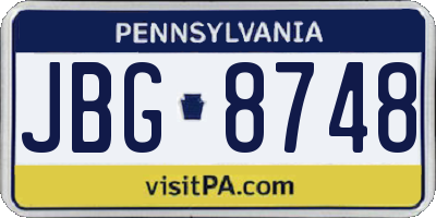PA license plate JBG8748