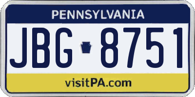 PA license plate JBG8751