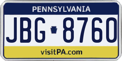 PA license plate JBG8760