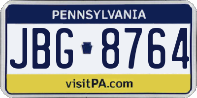 PA license plate JBG8764