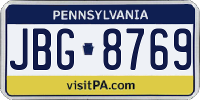PA license plate JBG8769