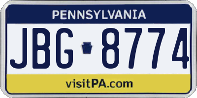 PA license plate JBG8774