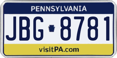 PA license plate JBG8781
