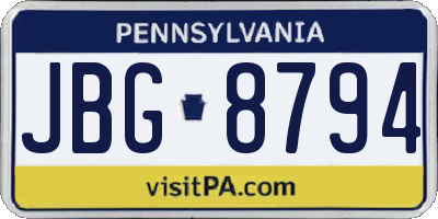 PA license plate JBG8794