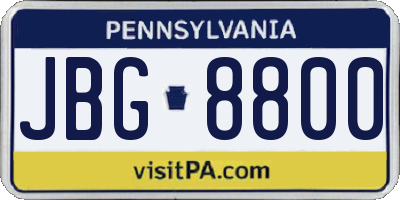 PA license plate JBG8800