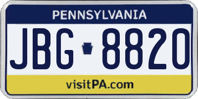PA license plate JBG8820