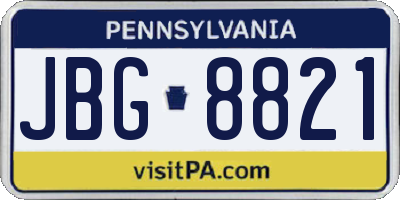PA license plate JBG8821