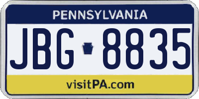 PA license plate JBG8835