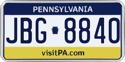 PA license plate JBG8840